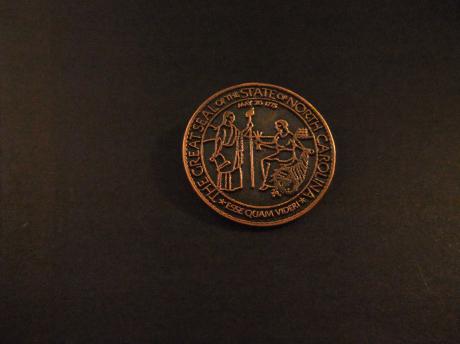The Great Seal of North Carolina Staatszegel voor documenten ( Liberty, 1e figuur met boekwerk van de grondwet, Plenty 2e figuur